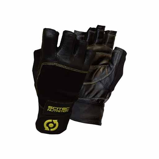 Scitec Gewichthefhandschoenen - Gele leerstijl